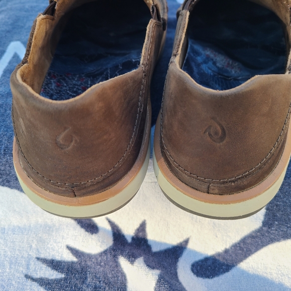 Men's Olukai Kalia brown Leather Slip-OnShoe Collapsible Heel - Picture 9 of 10